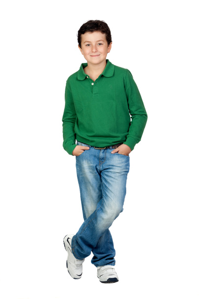 Beautiful boy dressed in green - Fotoğraf, Görsel