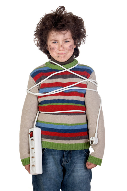 Child plug receiving electric shock - Photo, Image