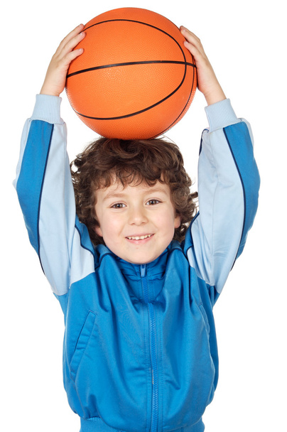 Adorable child playing the basketball - Foto, Imagen