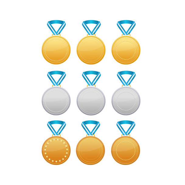 Conjunto de medalhas de ouro, prata e bronze
 - Vetor, Imagem