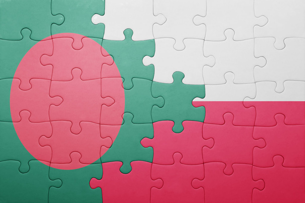 puzzle with the national flag of bangladesh and poland - Photo, Image