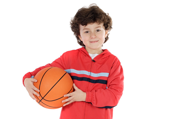 kind met basketbal - Foto, afbeelding