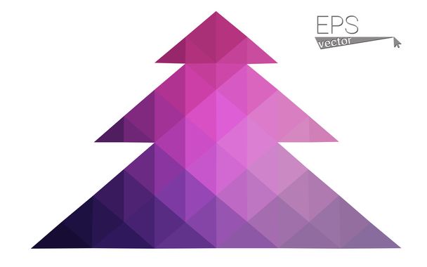 Purple low polygon style christmas tree vector illustration consistindo de triângulos. Origami poligonal triangular abstrato ou desenho de cristal da celebração de Ano Novo. Isolado sobre fundo branco
. - Vetor, Imagem