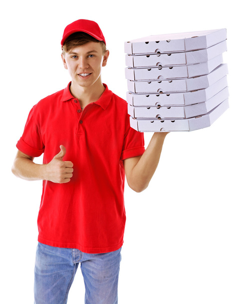 Delivery boy with pizza boxes - Foto, Imagem