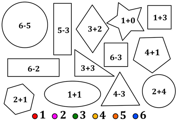 Διαφορετικά χρωματισμένα γεωμετρικά σχήματα, μετρώντας για παιδάκια - Φωτογραφία, εικόνα