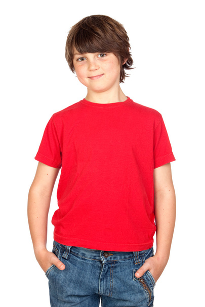 Child whit red shirt - Foto, Imagen