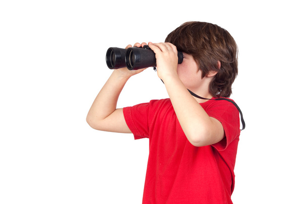 malý chlapec při pohledu dalekohledem - Fotografie, Obrázek