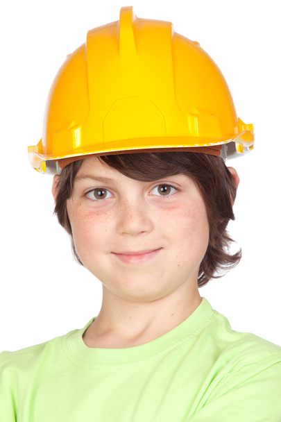 Beautiful child with yellow helmet - Foto, Bild