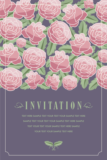 vintage floral invitation card - Vector, Imagen