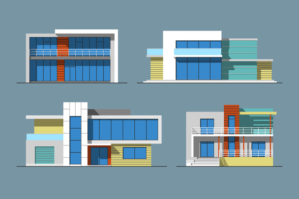 Häuser linear 7 Farbe - Vektor, Bild