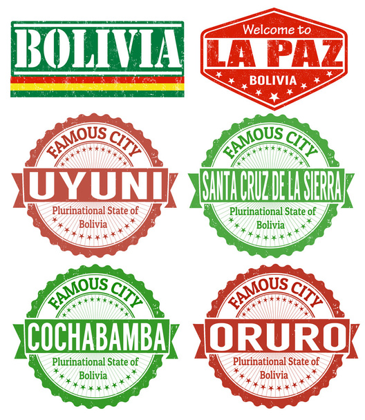 Bolivia cities stamps - Vector, Image