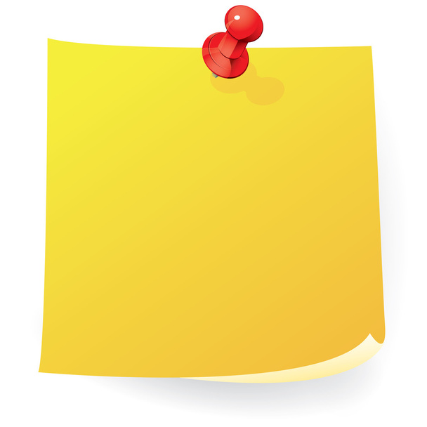 Note Paper with Push Pin - Vector, afbeelding