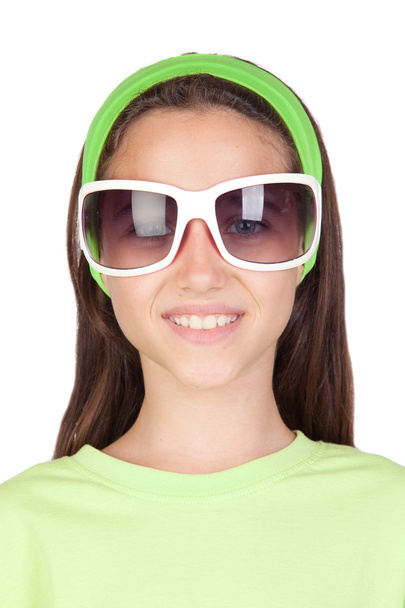 Menina adorável com óculos de sol engraçados
 - Foto, Imagem