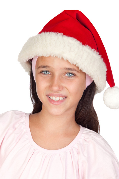 Adorable little girl with blue eyes and Christmas cup - Foto, Imagem