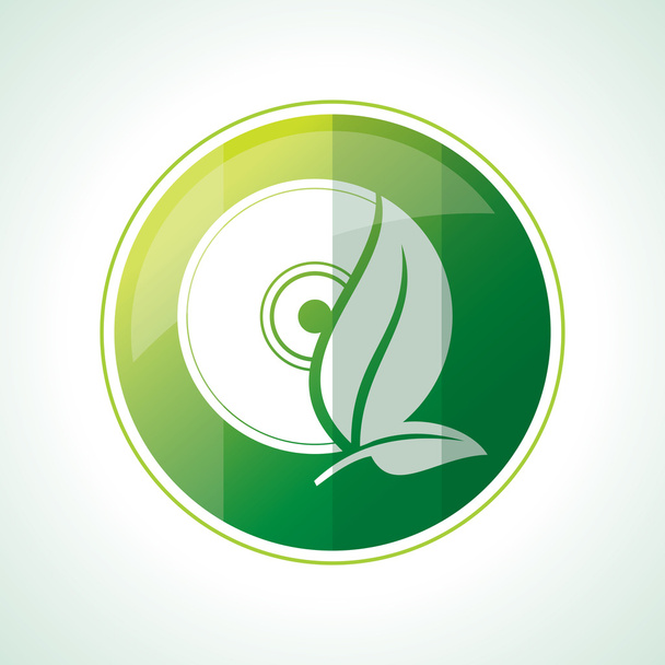 Ecology icon with green leaves - Vector, Image
