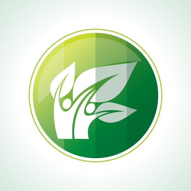 Значок екології з зеленим листям
 - Вектор, зображення