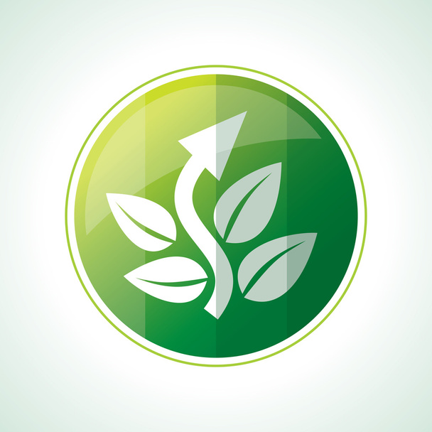 ecology icon with green leaves - Vector, Image