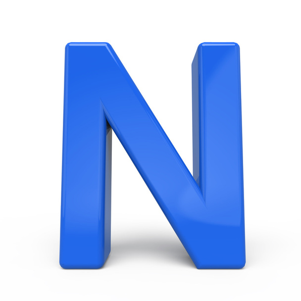 3d glossy blue letter N - Фото, изображение
