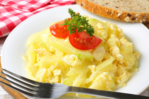 Kabak pişmiş yumurta ekmek ile - Fotoğraf, Görsel