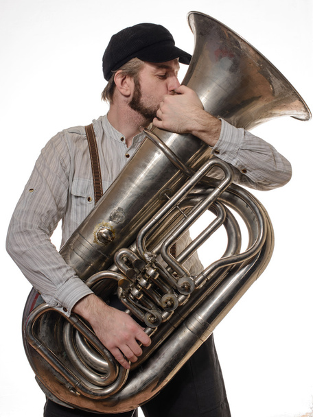 люблячий чоловік з підтяжками і кришкою трубки поцілунки
 - Фото, зображення