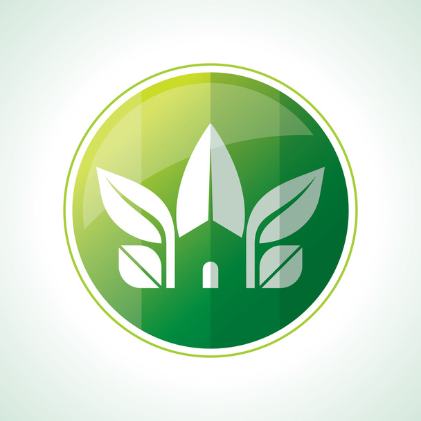 ecology icon with green leaves - Vector, imagen
