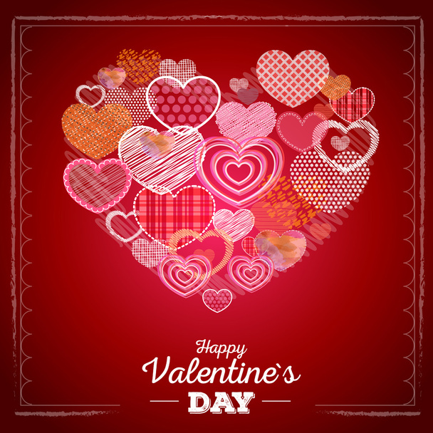 Valentine's day card with love hearts - Vector, Image