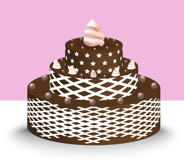 Chocolate pie with pink cream - Vector, Image