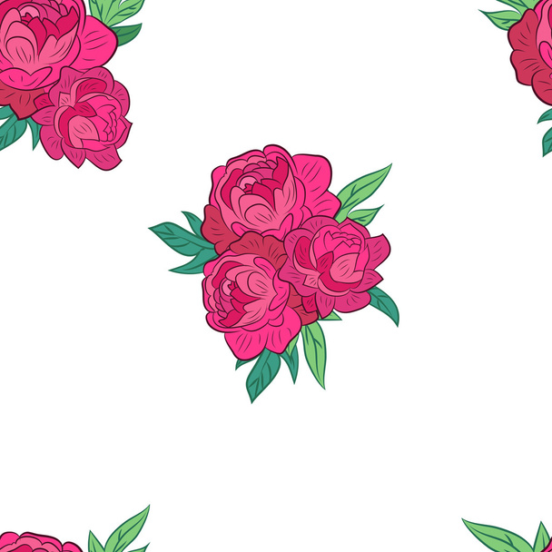Seamless pattern with pink peonies - Vector, afbeelding