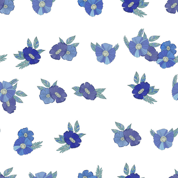 μπλε λουλούδια σε λευκό φόντο - Διάνυσμα, εικόνα