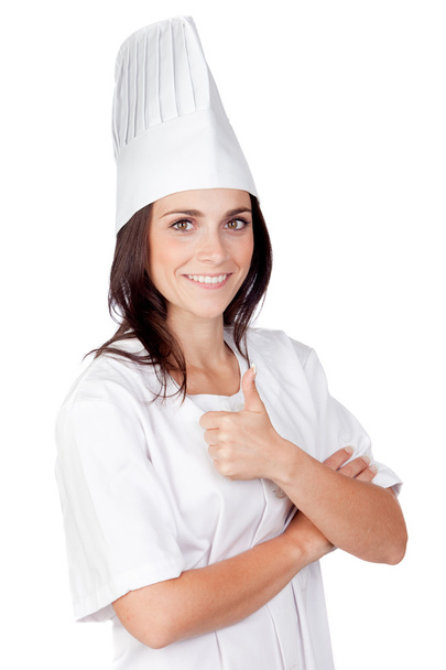 Pretty cook woman saying Ok - Foto, Imagen