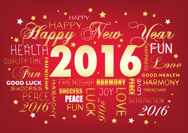 Happy New year 2016, tag cloud - Vector, afbeelding