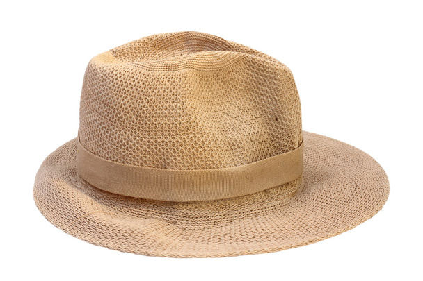 chapéu de palha bege sobre branco
 - Foto, Imagem