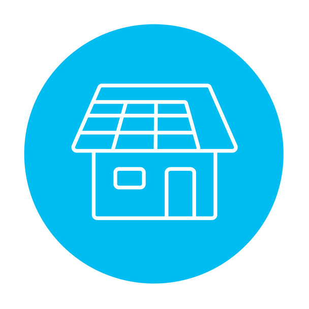 House with solar panel line icon. - Вектор, зображення