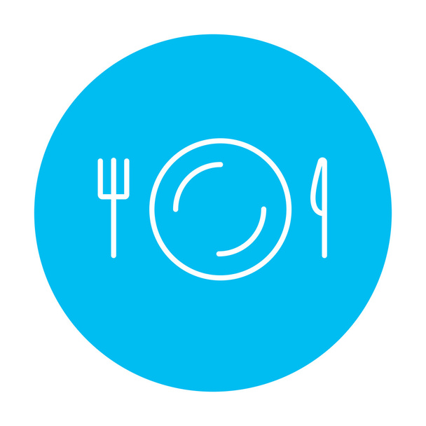 Plate with cutlery line icon. - Vektor, obrázek