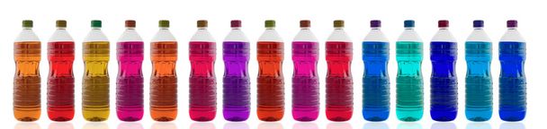 Bottles of oil of different colors - Foto, Bild