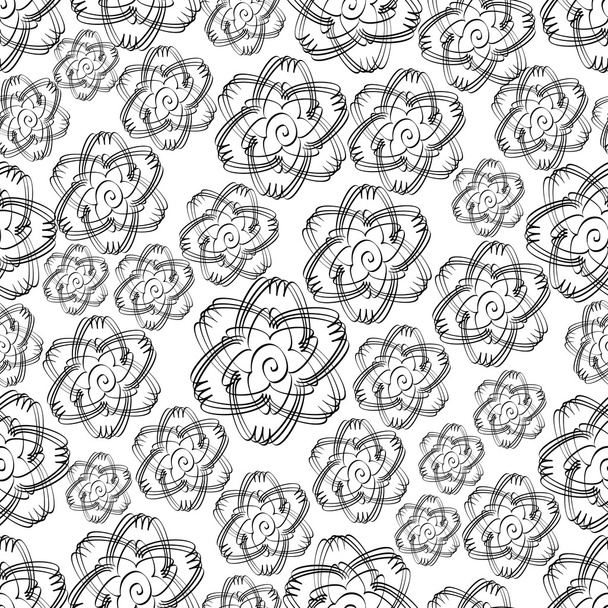 Jednobarevný vektorový bezešvé pozadí v bílé a černé. Grunge květiny ornament - Vektor, obrázek