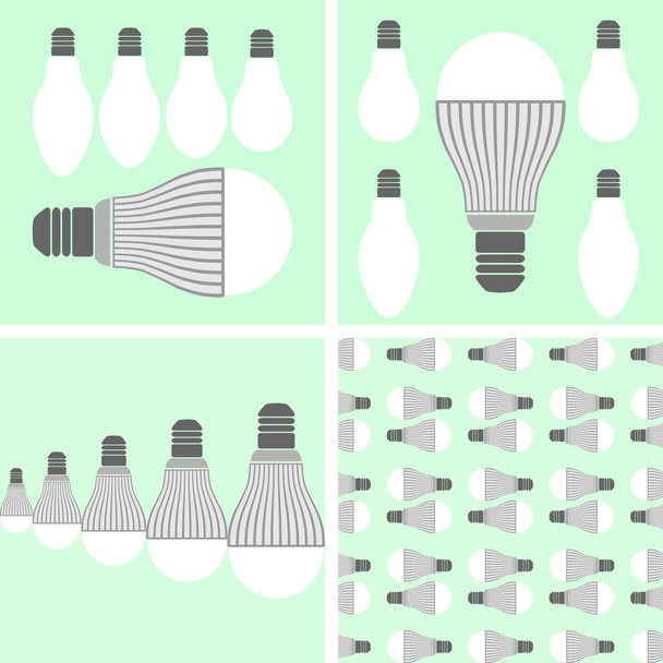 Led lighting and conventional lamps - Vector, Image