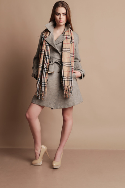 beautiful woman in elegant wool coat - Foto, afbeelding