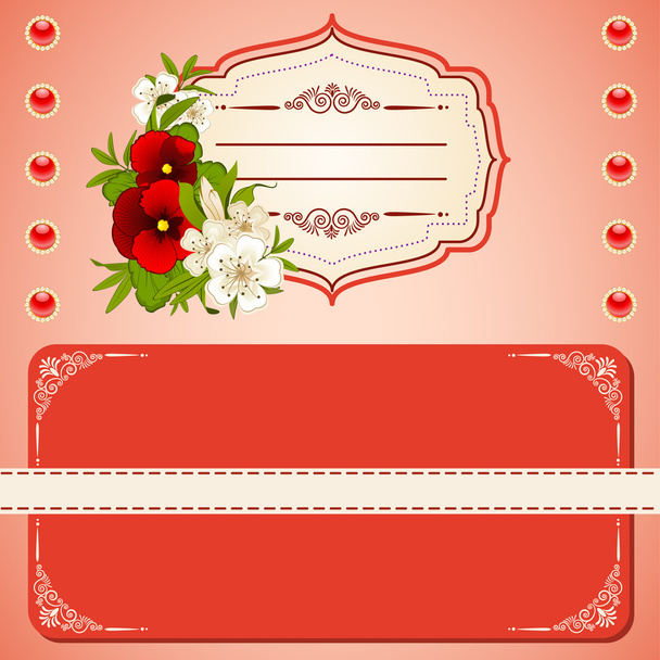 Vintage background with lace ornaments and flowers - Vektor, kép
