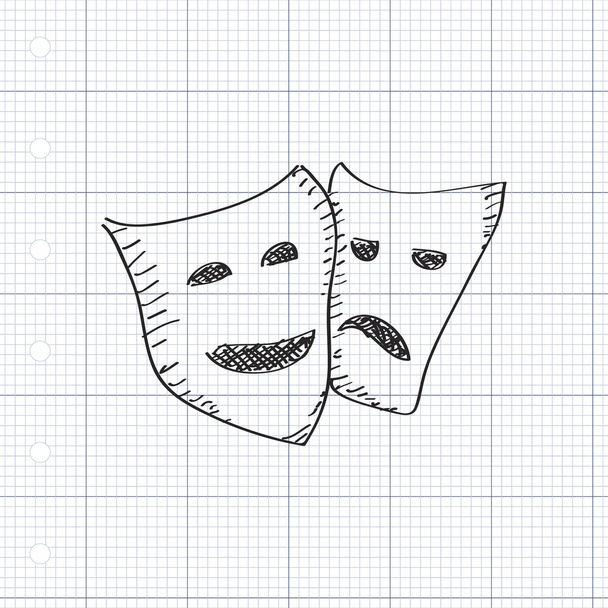 Проста каракуля щасливої і сумної маски
 - Вектор, зображення