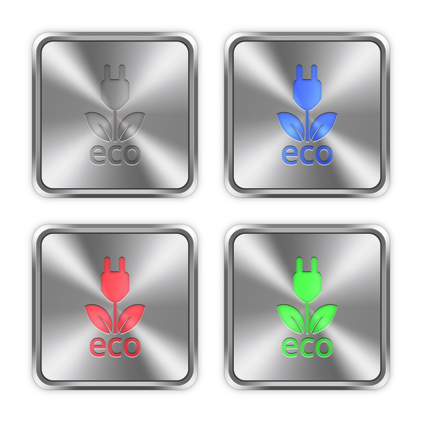 Color eco energy steel buttons - Вектор,изображение