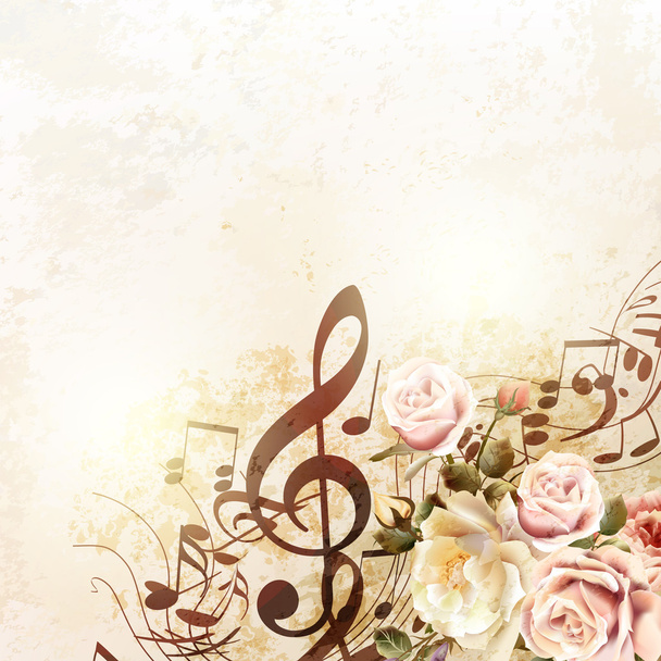 Fashion vector background with roses in vintage style - Vector, Image