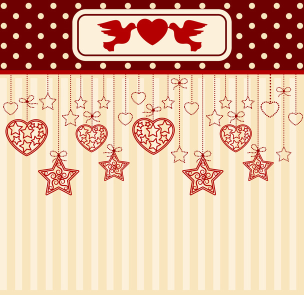 Vintage-Hintergrund mit Spitzenornamenten zum Valentinstag - Vektor, Bild