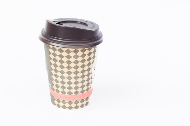 白い背景に分離されたテイクアウトのコーヒー カップ - 写真・画像