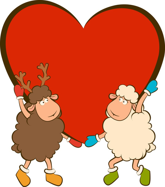 Vektor Cartoon lustige Schafe hält ein Herz - Vektor, Bild