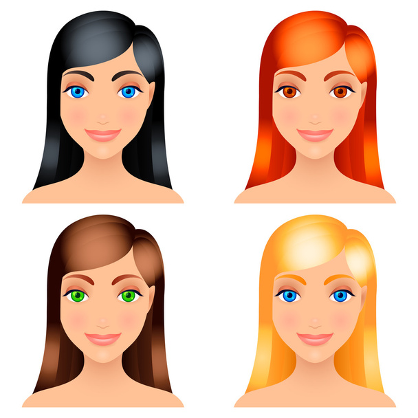 Women hair colors. - Vektor, Bild