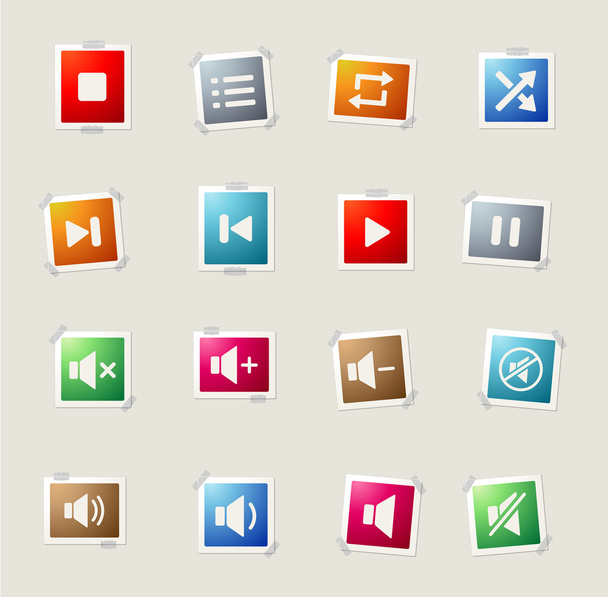 Media Player Icons Set - Vector, imagen