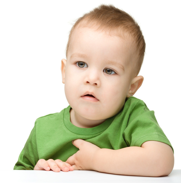Portrait of a cute and pensive little boy - Foto, Imagem