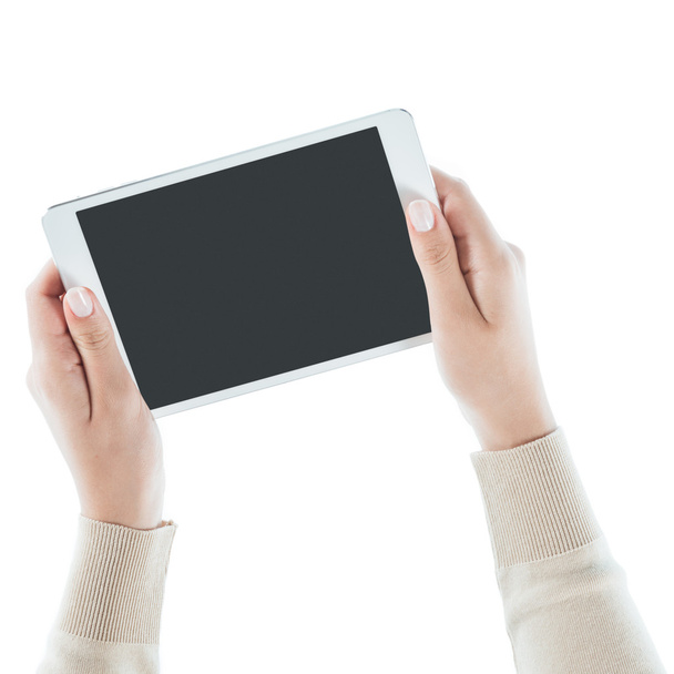 vrouw met een digitale tablet - Foto, afbeelding