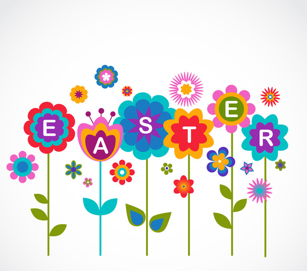 Easter greeting card with flowers - Vector, Image